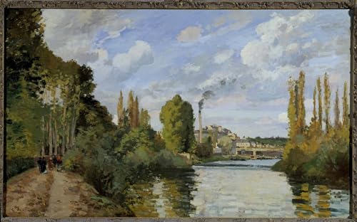 HRJUBWREE Bekannt Wandkunst Bild Druck Vintage Leinwandkunst Die ufer der oise in pontoise Gemälde von camille jacob pissarro Kunstwerk Bilder für Bürodekoration 60x90cm von HRJUBWREE