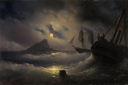 HRJUBWREE Bekannt Wandkunst Bild Druck Vintage Leinwandkunst Gibr von ivan konstantinovich Aivazovsky Kunstwerk Bilder für Bürodekoration 60x90cm von HRJUBWREE