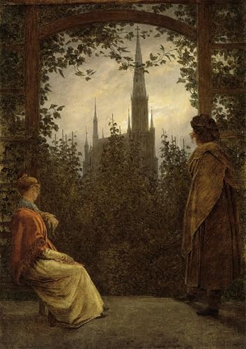 HRJUBWREE Bekannt Wandkunst Bild Druck Vintage Leinwandkunst Pavillon in Greifswald von Caspar David Friedrich Kunstwerk Bilder für Bürodekoration 60x90cm von HRJUBWREE