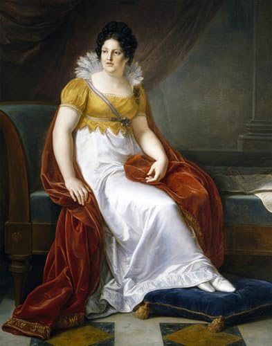 HRJUBWREE Bekannt Wandkunst Bild Druck Vintage Leinwandkunst Porträt von Maria Luisa von Spanien Herzogin von Lucca San Ildefonso von Vincenzo Camuccini Kunstwerk Bilder für Bürodekoration 60x90cm von HRJUBWREE