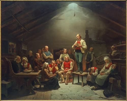 HRJUBWREE Bekannt Wandkunst Bild Druck Vintage Leinwandkunst die Hingabe der Haugianer Tidemand von Adolph Tidemand Kunstwerk Bilder für Bürodekoration 60x90cm von HRJUBWREE