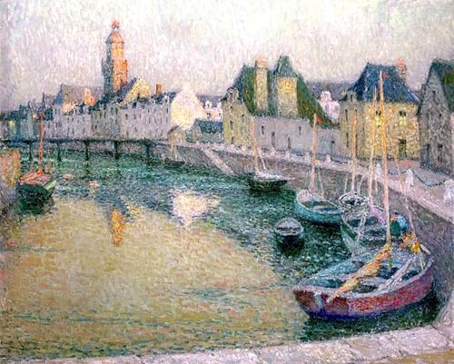 HRJUBWREE Berühmte Gemälde Druck Leinwand Malerei Bilder Wandgemälde Der hafen von henri le sidaner Poster Kunstwerke für Wohnzimmer Dekoration 60x90cm von HRJUBWREE