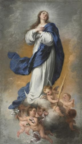 HRJUBWREE Berühmte Gemälde Druck Leinwand Malerei Bilder Wandgemälde Die Unbefleckte Empfängnis Von Bartolomé Esteban Murillo Poster Kunstwerke für Wohnzimmer Dekoration 60x90cm von HRJUBWREE