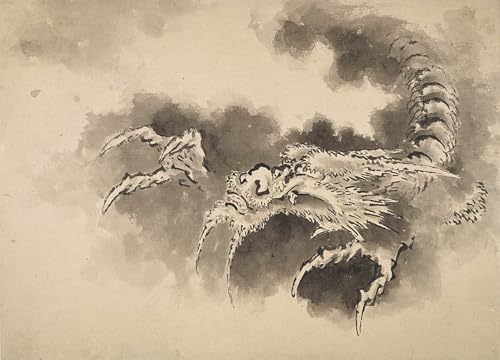 HRJUBWREE Berühmte Gemälde Druck Leinwand Malerei Bilder Wandgemälde Drache aus der edo-zeit von katsushika Hokusai Poster Kunstwerke für Wohnzimmer Dekoration 60x90cm von HRJUBWREE