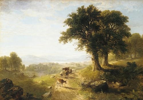 HRJUBWREE Berühmte Gemälde Druck Leinwand Malerei Bilder Wandgemälde Flussszene von asher brown durand Poster Kunstwerke für Wohnzimmer Dekoration 60x90cm von HRJUBWREE
