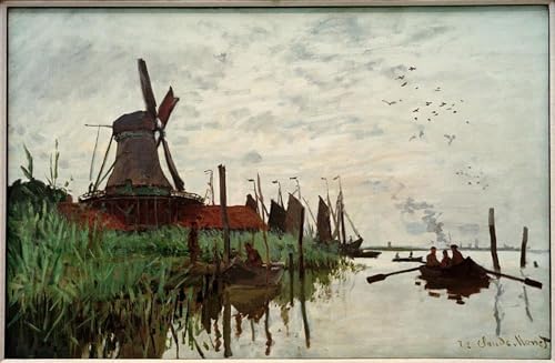 HRJUBWREE Berühmte Gemälde Druck Leinwand Malerei Bilder Wandgemälde Moulin à Zaandam von claude monet Poster Kunstwerke für Wohnzimmer Dekoration 60x90cm von HRJUBWREE