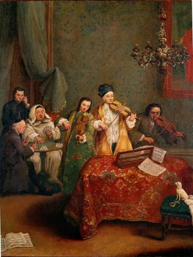 HRJUBWREE Berühmte Gemälde Druck Leinwand Malerei Bilder Wandgemälde das Konzert a Trio of Violinists von Pietro Longhi Poster Kunstwerke für Wohnzimmer Dekoration 60x90cm von HRJUBWREE