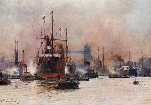 HRJUBWREE Berühmte Gemälde Druck Leinwand Malerei Bilder Wandgemälde die Themse der Pool und die Tower Bridge von Charles Edward Poster Kunstwerke für Wohnzimmer Dekoration 60x90cm von HRJUBWREE
