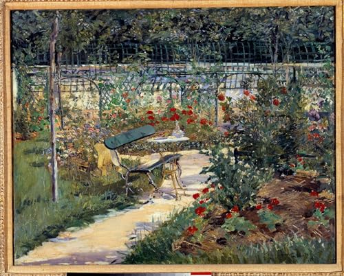 HRJUBWREE Kunst Gemälde Leinwand Malerei Poster Leinwand Wandkunst Mein Garten die bank gemälde von edouard manet Ölgemälde Wandbilder für Wohnzimmer Dekoration 60x90cm von HRJUBWREE