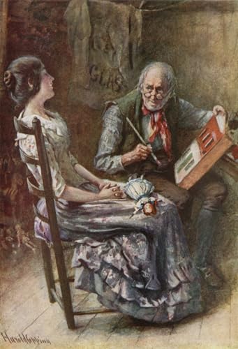 HRJUBWREE Vintage Leinwandmalerei Ölgemälde Wandbilder Kunstdrucke Leinwand Bertha und ihr Vater von Harold Copping Wandkunst Bild Druck für Wanddekoration 60x90cm von HRJUBWREE