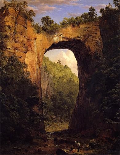 HRJUBWREE Vintage Leinwandmalerei Ölgemälde Wandbilder Kunstdrucke Leinwand Die natural bridge virginia von frederic edwin church Wandkunst Bild Druck für Wanddekoration 60x90cm von HRJUBWREE