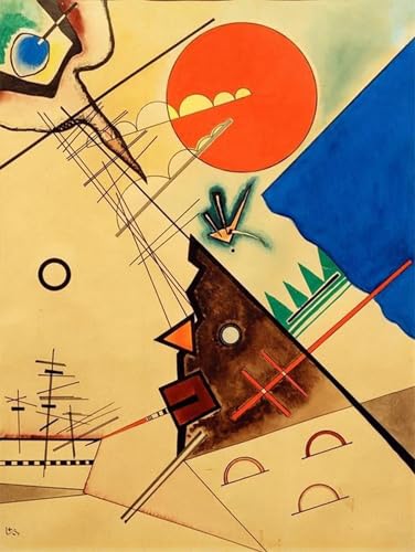 HRJUBWREE Vintage Leinwandmalerei Ölgemälde Wandbilder Kunstdrucke Leinwand Roter Kreis von Wassily Kandinsky Wandkunst Bild Druck für Wanddekoration 60x90cm von HRJUBWREE