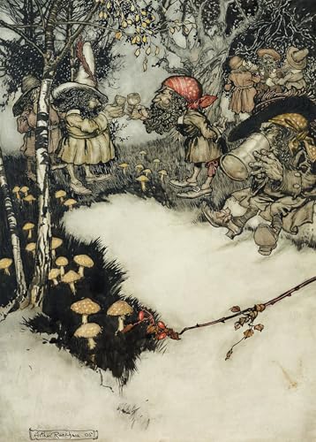 HRJUBWREE Vintage Leinwandmalerei Ölgemälde Wandbilder Kunstdrucke Leinwand Sie Tranken Ihren Alkohol in Tiefem Schweigen Von Arthur Rackham Wandkunst Bild Druck für Wanddekoration 60x90cm von HRJUBWREE