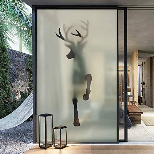 HRKZEDE Keine-kleber Sichtschutzfoli,Hirsch Fensterfolie Bad,Dekofolie sichtschutzfolie,Fensterfolie statische,Einfache entfernung Wiederverwendbar Sichtschutzfolie, Nein Formaldehyd 60cm*90cm von HRKZEDE