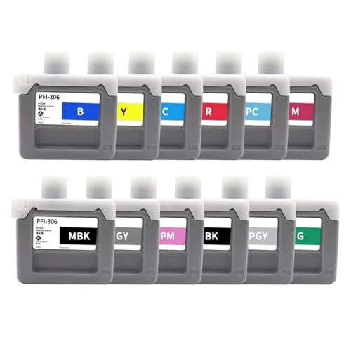 HRNJX 1 Satz 330 ml kompatible Tintenpatronen Kompatibel mit PFI306 PFI-306 IPF8400S IPF9400S IPF8400 IPF9400 IPF8300 Drucker(PFI-306 12Color 1Set) von HRNJX