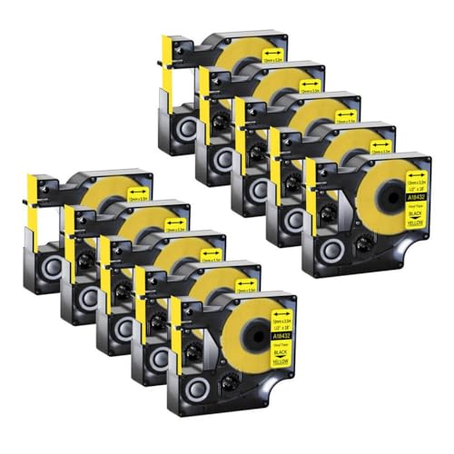 HRNJX 10pk schwarz auf weißen Etikettenbändern kompatibel mit IND Kompatibel mit 4200 5200 Etikettdrucker(10PK Black on Yellow) von HRNJX