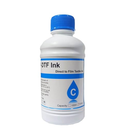 HRNJX 250 ml DTF Ink Kit kompatibel mit DTF -Druckern wie i3200 I1600 XP600 TX800 L1800 1390 L805 PET -Filmtransfertinte Kompatibel mit DTF -Druck 1PC(1PC-C) von HRNJX