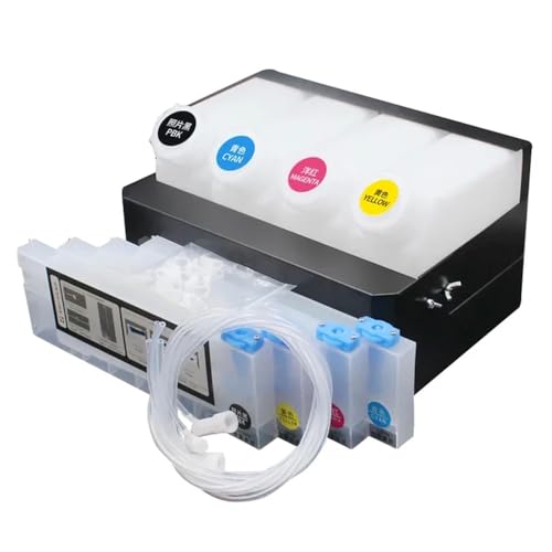 HRNJX 4Colos Eco-Solvent CISS Tintensystem Kompatibel mit Roland RS640 RS740 Mutoh VJ1604 Mimaki JV33 mit 4 Tanks und 4 Patronen(4Cartridge 4Bottle) von HRNJX