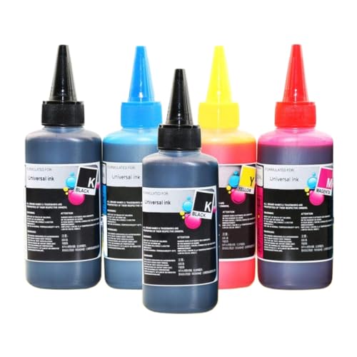 HRNJX Nachfülltintenkit kompatibel mit Alizeo CISS -System und nachfüllbaren Patronen Farbstofftinte Kompatibel mit Drucker(100ml-5) von HRNJX