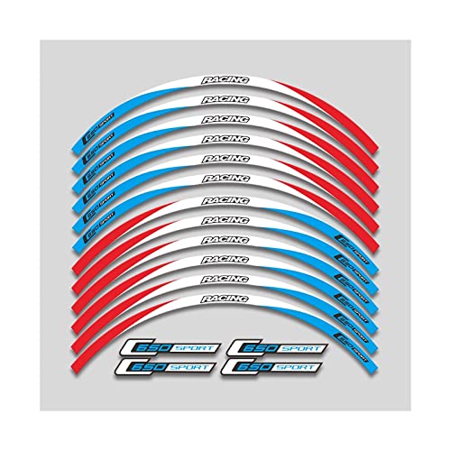 HRQCTIM Für B&MW C650 C 650 Sport Alle Jahre Motorrad-Aufkleber Räder Reifenaufkleber Reflektierende Felgenstreifen Klebeband Motorrad Felgenaufkleber(for 12pcs 3) von HRQCTIM