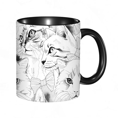 HRRASFAZF Tasse Kaffeetassen,Große 330ml Mit Henkel 100% Handbemalt kaffeebecher porzellan,Muster mit Bildporträts von Katzen in Krawatte.,Frauen,Jahrestag,Muttertag HRRASFAZF Tasse Kaffeetassen,Große 330ml Mit Henkel 100% Handbemalt kaffeebecher porzellan,Muster mit Bildporträts von Katzen in Krawatte.,Frauen,Jahrestag,Muttertag von HRRASFAZF