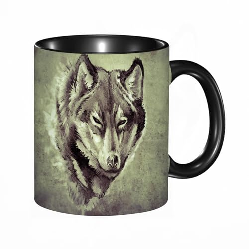 HRRASFAZF Tasse Kaffeetassen,Große 330ml Mit Henkel 100% Handbemalt kaffeebecher porzellan,Wolfskopf Der wilde Krieger, der große Hund der Wildnis,Frauen,Jahrestag,Muttertag HRRASFAZF Tasse Kaffeetassen,Große 330ml Mit Henkel 100% Handbemalt kaffeebecher porzellan,Wolfskopf Der wilde Krieger, der große Hund der Wildnis,Frauen,Jahrestag,Muttertag von HRRASFAZF