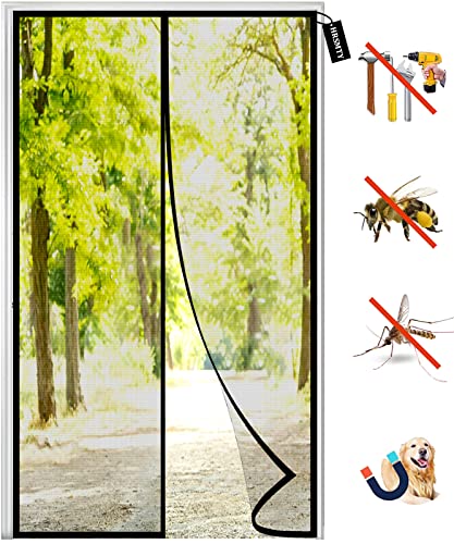 Fliegengitter Tür Magnet Insektenschutz, Magnetvorhang Fliegenvorhang Balkontür, Kratzfest, Stärkere mit Allen Größen Ohne Bohren für Wohnzimmer, Terrassentür- Black-c|| 105x205cm(41x80inch) von HRSMTY
