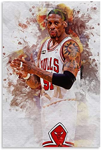 HRTNS GemäLde Auf Leinwand Basketball Poster Player Dennis Rodman Poster für Moderne Familiendekoration Wandkunst Malerei Poster Druckt Bilder 23.6"x35.4"(60x90cm) Kein Rahmen von HRTNS