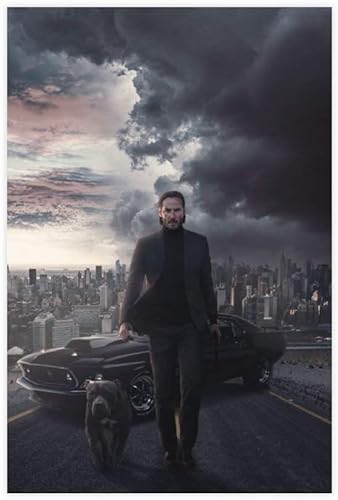 HRTNS GemäLde Auf Leinwand Film John Wick künstlerische Konzeption Leinwandposter für Moderne Familiendekoration Wandkunst Malerei Poster Druckt Bilder 23.6"x35.4"(60x90cm) Kein Rahmen von HRTNS