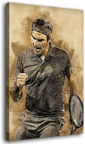 HRTNS Leinwand Bilder Kunst Roger Federer Leinwand-Kunstposter für Veranda-Dekor Malerei Poster Druckt Gedruckte 23.6"x35.4"(60x90cm) Kein Rahmen von HRTNS