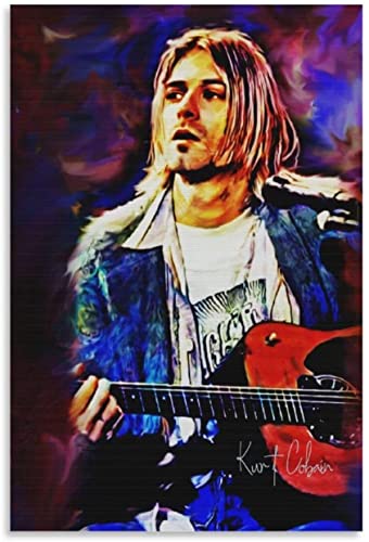HRTNS Leinwand Druck Poster Gitarrist Musiker Rockband Sänger Kurt Cobain für Porch Decor Wandkunst Kunstwerk Malerei Kunstdrucke Bild 15.7"x23.6"(40x60cm) Kein Rahmen von HRTNS
