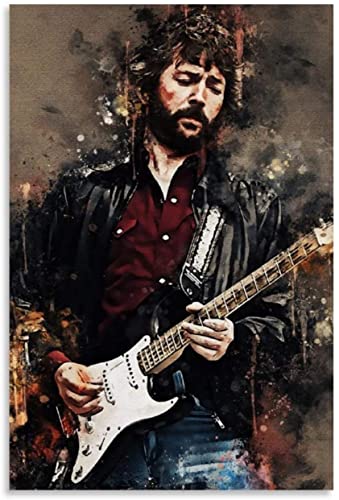 HRTNS Poster Und Gedruckte Eric Clapton 4 Musiker Gitarrist Poster für Schlafzimmer Dekor Leinwand Malerei Wandkunst Bilder 23.6"x35.4"(60x90cm) Kein Rahmen von HRTNS