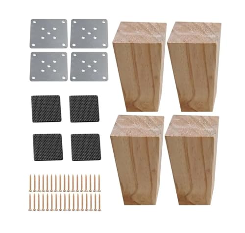 HRTUFN MIUYTRN 4 Stück 12 cm Höhe Massivholz rechtwinklige trapezförmige Möbelbeine Sofa Bank Schrank Schrank Füße Couch Kommode Sessel Fuß cuicui von HRTUFN