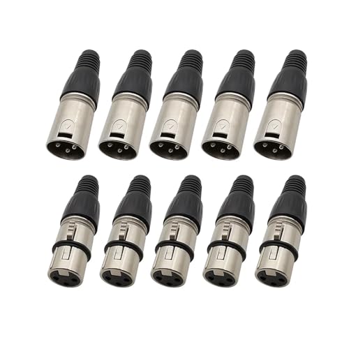 MIUYTRN 1/2/5Pairs 3 Pin Männlich Weiblich Audio Mikrofon Anschluss Löten Buchse Jack Stecker Audio Mic Kabel Anschlüsse cuicui(5 Male 5 Female) von HRTUFN