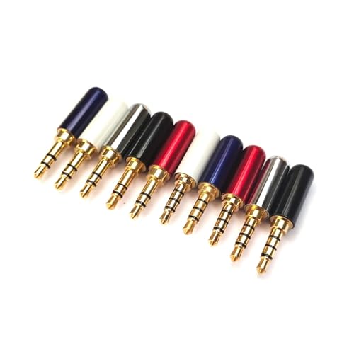 MIUYTRN 1/5 STÜCKE Kupfer 3/4 Pol 3,5 MM Stecker Männlich Kopfhörerbuchse 3,5 MM Stereo Audio Anschluss for 4mm Kabel Adapter cuicui(White,3 SECTIONS_1PCS) von HRTUFN