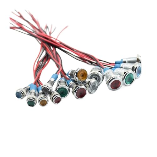 MIUYTRN 1pc 6mm/8mm/10mm/12mm Wasserdichte Warnung LED Metall Anzeige Pilot Licht signal Lampe 6V 12V 24V 220V Auto Boot Arbeits PC Power cuicui(6mm-Green,12V) von HRTUFN
