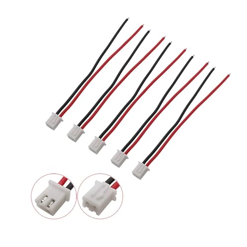 MIUYTRN 5/10/20 Stücke 2,54mm Pitch 1S 2 Pin Balance Stecker Blei Stecker XH2.54 2 Pin 22AWG Silikon Draht Kabel 10/15/20CM cuicui(10CM,20Pcs) von HRTUFN