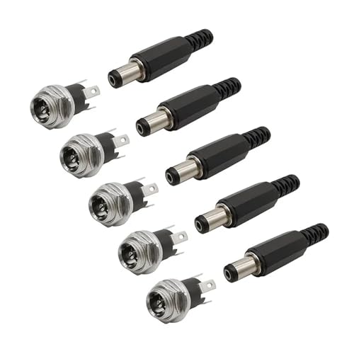 MIUYTRN 5,5 mm x 2,1 mm Netzteil-Stecker 5,5 x 2,1 mm Buchse aus Metall for die Schalttafelmontage Jack-Steckverbinder Terminaladapter cuicui(20Pair) von HRTUFN