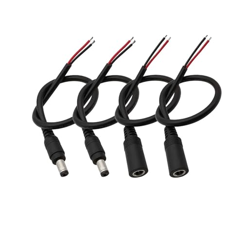 MIUYTRN 5,5x2,1mm Männlich Weiblich Anschlüsse 12V 24V 5A Power Pigtail Kabel Draht Stecker Buchse Kabel CCTV Kamera LED Streifen Licht DIY cuicui(2 Male 2 Female) von HRTUFN
