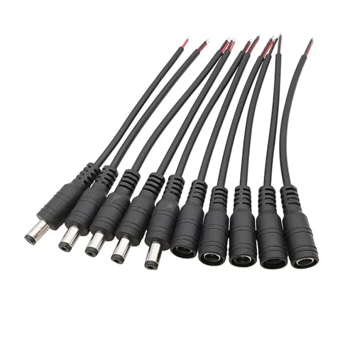 MIUYTRN 5 Paar 5,5 mm x 2,1 mm männlich weiblich Stecker 12 V Power Pigtail Kabel Verlängerungskabel Stecker DIY LED Streifen Licht CCTV Kamera cuicui MIUYTRN 5 Paar 5,5 mm x 2,1 mm männlich weiblich Stecker 12 V Power Pigtail Kabel Verlängerungskabel Stecker DIY LED Streifen Licht CCTV Kamera cuicui von HRTUFN