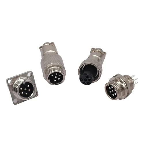 MIUYTRN 5 STÜCKE GX12 Stecker quadratischen flansch 2pin3pin4pin5pin6pin7pin Durchmesser 12mm push-pull rund schnellverbinder cuicui(Silver) von HRTUFN