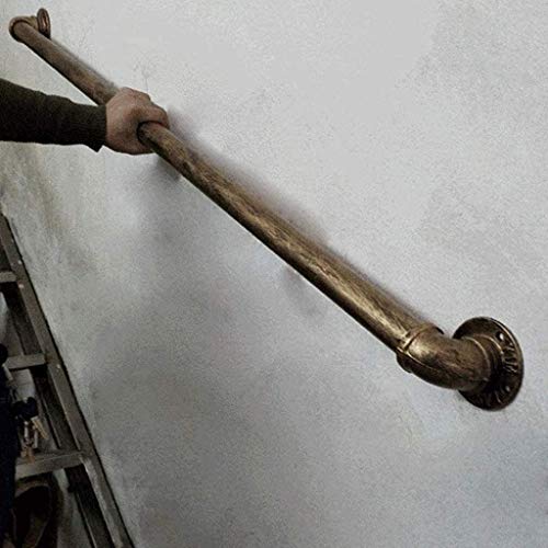 Bar Schmiedeeisen Rohr Treppengeländer for Innen Außen, Industrie Vintage Style Wand montierten Sicherheitsgeländer Blei Direkt zu Stairwell Tür-Haus oder Keller Eingang - Bronze ( Size : 80cm ) von HRXAN-Handlauf