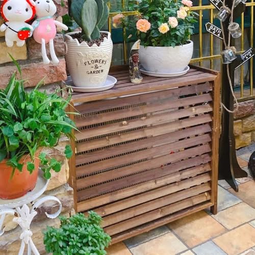 HRXQ Klimaanlagen Abdeckung Holz Klimaanlage Abdeckung Außengerät Holz, Verdickter Holzrahmen/Abdeckung Der Außeneinheit Der Klimaanlage/Anlage Display Rack ﻿ ﻿ ﻿(M-95x40x89cm) von HRXQ