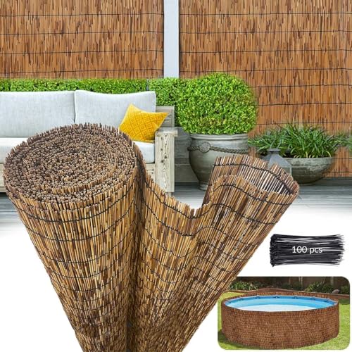 HRXQ Natürlicher Schilfrohrmatte 50×300cm 100×500cm 140×500cm Bambus Sichtschutz Paneele Dekorative Zäune Für Terrasse Hof Pool Teich Balkon Geländer (Size : 160x300cm) von HRXQ