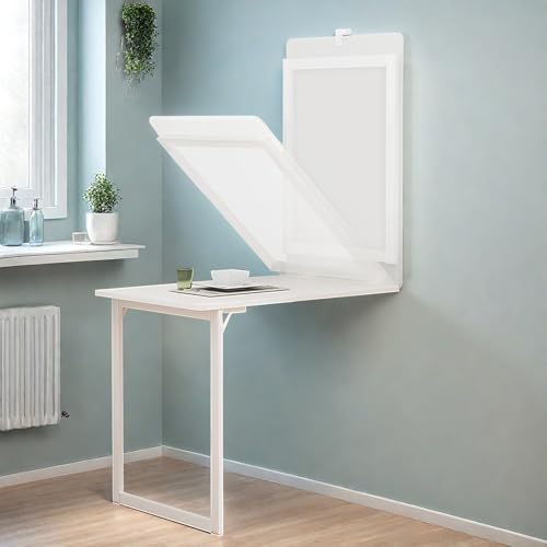 Klappschreibtisch WeiB Wandtisch Klappbar Kompakter Wand Hängen Wandklapptisch Esstisch 90×60cm Küchentisch Faltbare Schreibtisch, Easy Installation von HRXQ