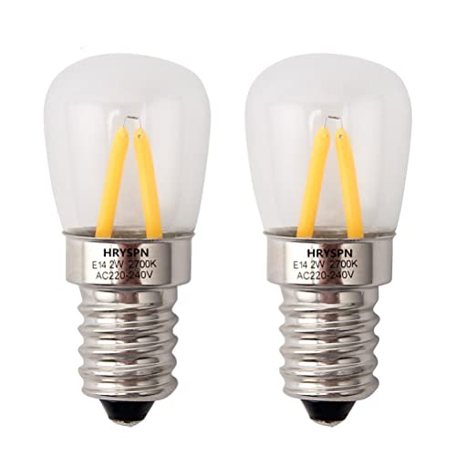 Kühlschranklampe E14 LED, AC 220-240V (2W Ersatz für 25W Halogenlampen), Warmweiß 2700K (2er Pack) von HRYSPN