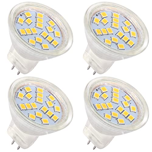 HRYSPN MR11 GU4 LED 12V 24V 4W warmweiß 3000K, ersetzt 35W Halogenlampen geeignet für Zuhause, Landschaft, eingebettet, Schienenbeleuchtung (4 Stück) von HRYSPN