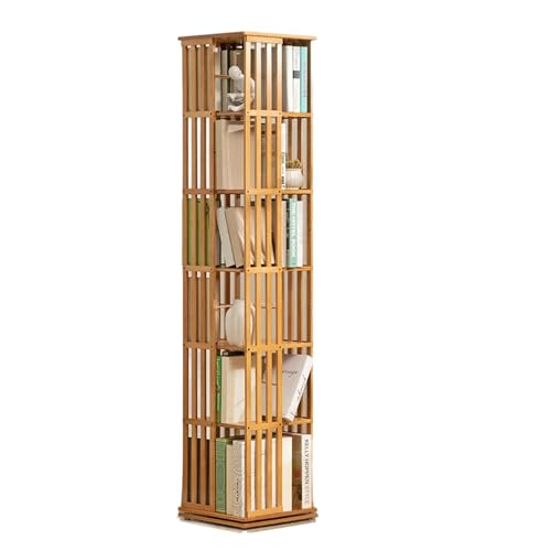 HRZZEOKV Drehbares Bücherregal, Eckbücherregal, 360-Grad-Display aus Holz, drehbares Bücherregal, bodenstehendes Bücherregal, schmales Regal, drehbares Lagerregal, geeignet für kleine Räume,6 von HRZZEOKV