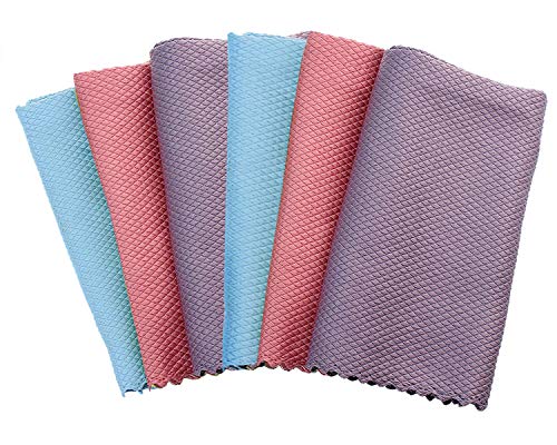 HRainbow Mikrofasertücher Multifunktion Mikrofaser Reinigungstücher für Auto Küche Spiegel Haushalt, Putztücher Mehrfarbig,6 Stück,40 x 30cm von HRainbow