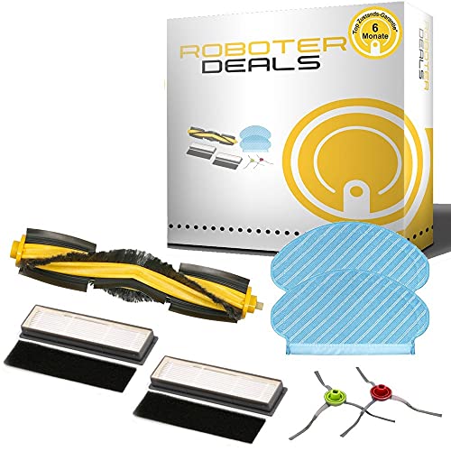 Zubehör Set, Ersatzteile Kit mit Pads für Ecovacs Deebot OZMO 950, 920 (passend zu DX5G-KTA) - 1x Hauptbürste, 2x Filter, 2x Wischpad, 2x Seitenbürste von HRobotic Accessoires